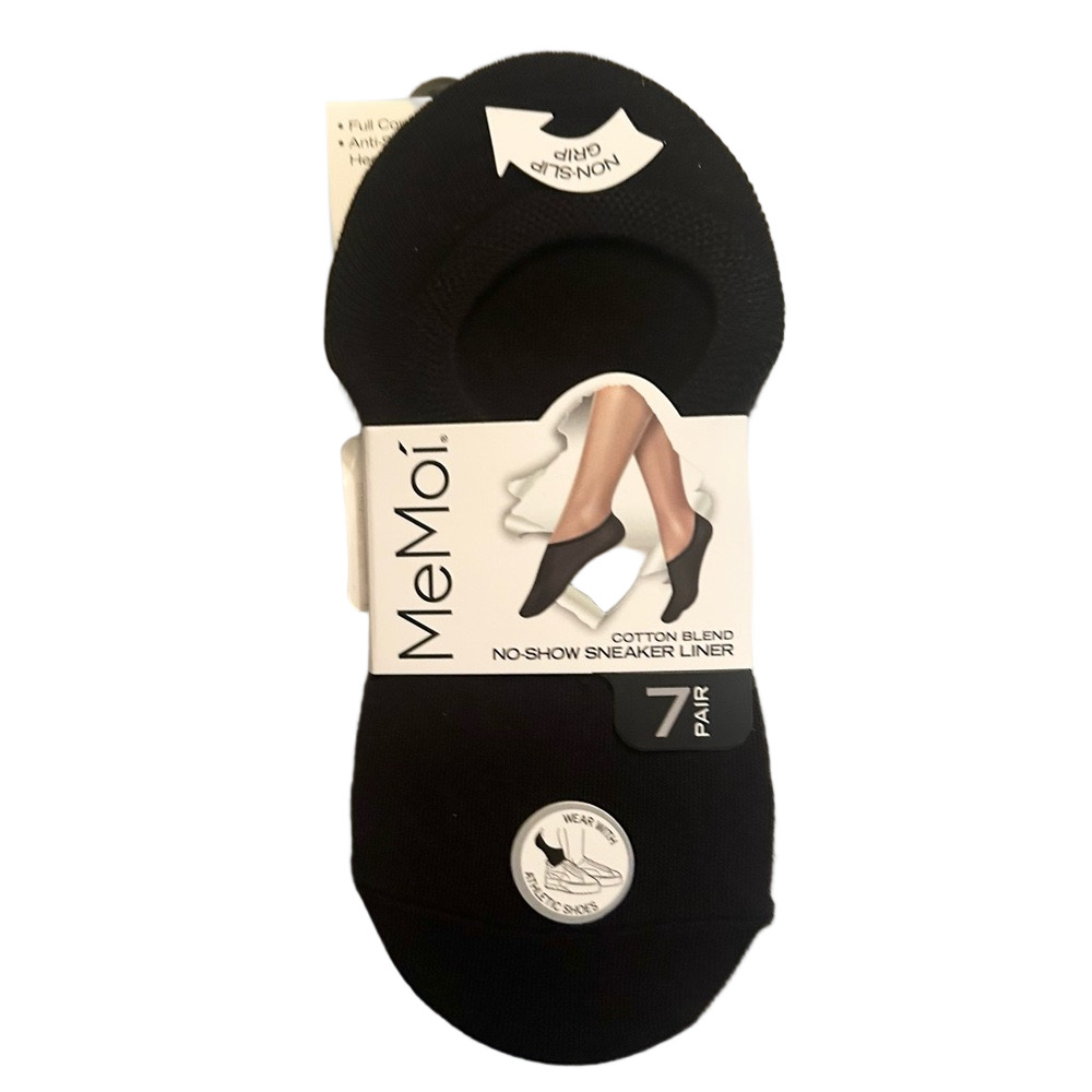 Memoi Woman’s 7 Pairs With Of Hi Cut Liners Black Shoe Size 4-10